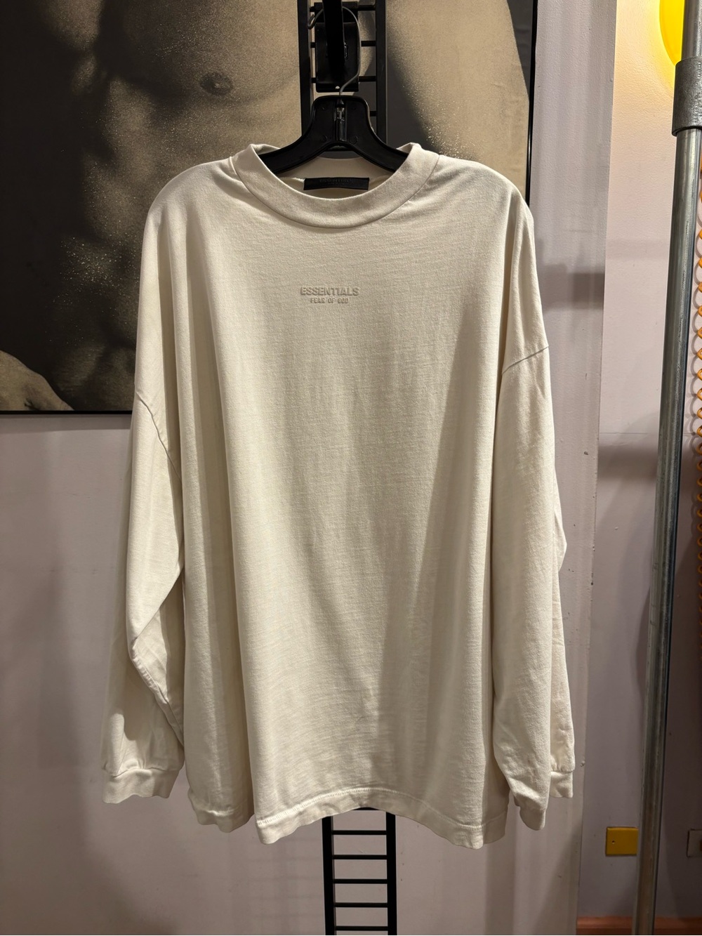 Fear of God ESSENTIALS Men’s Long-Sleeve White Crewneck Shirt